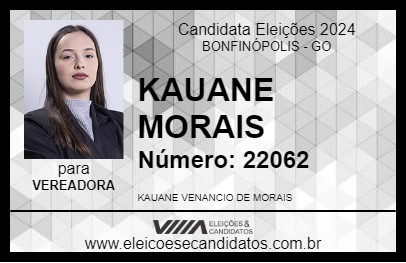 Candidato KAUANE MORAIS 2024 - BONFINÓPOLIS - Eleições