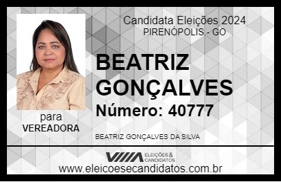 Candidato BEATRIZ GONÇALVES 2024 - PIRENÓPOLIS - Eleições