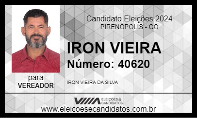 Candidato IRON VIEIRA 2024 - PIRENÓPOLIS - Eleições