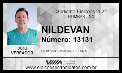 Candidato NILDEVAN 2024 - TROMBAS - Eleições