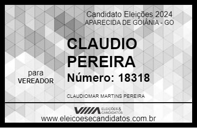 Candidato CLAUDIO PEREIRA 2024 - APARECIDA DE GOIÂNIA - Eleições