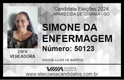 Candidato SIMONE DA ENFERMAGEM 2024 - APARECIDA DE GOIÂNIA - Eleições