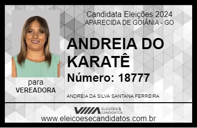 Candidato ANDREIA DO KARATÊ 2024 - APARECIDA DE GOIÂNIA - Eleições