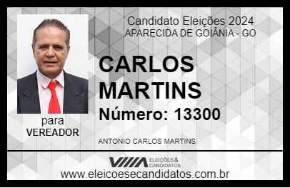 Candidato CARLOS MARTINS 2024 - APARECIDA DE GOIÂNIA - Eleições