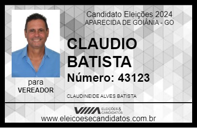 Candidato CLAUDIO BATISTA 2024 - APARECIDA DE GOIÂNIA - Eleições