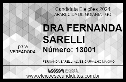 Candidato DRA FERNANDA SARELLI 2024 - APARECIDA DE GOIÂNIA - Eleições