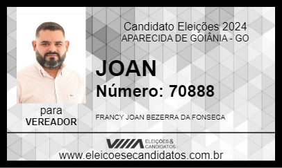 Candidato JOAN 2024 - APARECIDA DE GOIÂNIA - Eleições