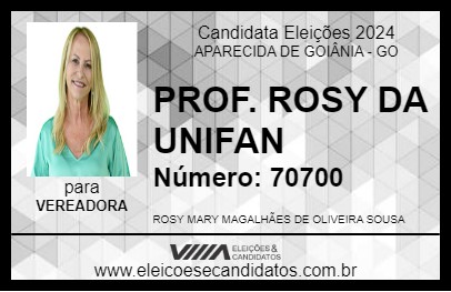 Candidato PROF. ROSY DA UNIFAN 2024 - APARECIDA DE GOIÂNIA - Eleições