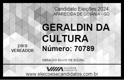 Candidato GERALDIN DA CULTURA 2024 - APARECIDA DE GOIÂNIA - Eleições