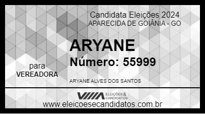 Candidato ARYANE 2024 - APARECIDA DE GOIÂNIA - Eleições