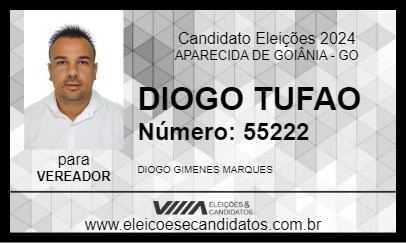 Candidato DIOGO TUFAO 2024 - APARECIDA DE GOIÂNIA - Eleições