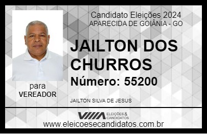 Candidato JAILTON DOS CHURROS 2024 - APARECIDA DE GOIÂNIA - Eleições