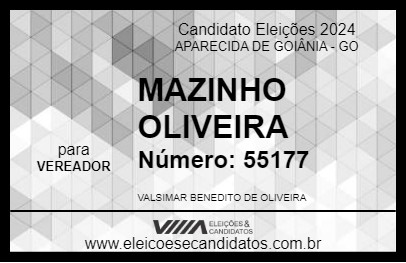 Candidato MAZINHO OLIVEIRA 2024 - APARECIDA DE GOIÂNIA - Eleições