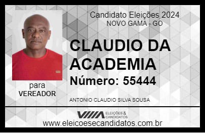 Candidato CLAUDIO DA ACADEMIA 2024 - NOVO GAMA - Eleições