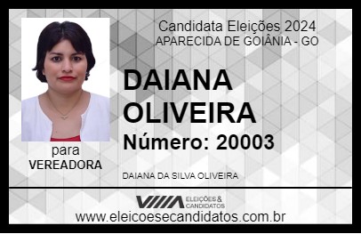 Candidato DAIANA OLIVEIRA 2024 - APARECIDA DE GOIÂNIA - Eleições