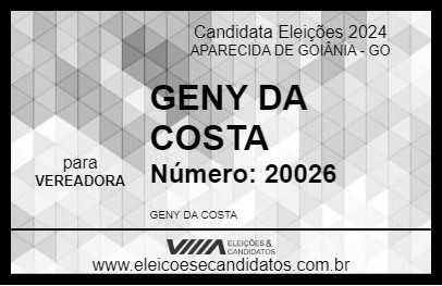 Candidato GENY DA COSTA 2024 - APARECIDA DE GOIÂNIA - Eleições