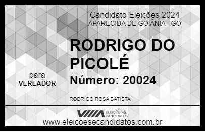 Candidato RODRIGO DO PICOLÉ 2024 - APARECIDA DE GOIÂNIA - Eleições