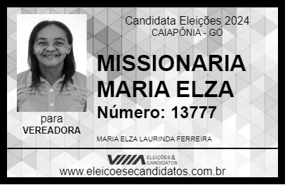 Candidato MISSIONARIA MARIA ELZA 2024 - CAIAPÔNIA - Eleições