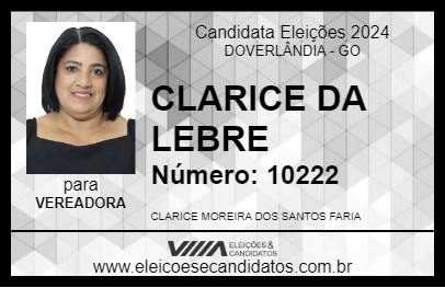 Candidato CLARICE DA LEBRE 2024 - DOVERLÂNDIA - Eleições