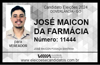 Candidato JOSÉ MAICON DA FARMÁCIA 2024 - DOVERLÂNDIA - Eleições