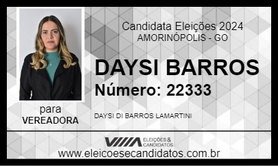 Candidato DAYSI BARROS 2024 - AMORINÓPOLIS - Eleições