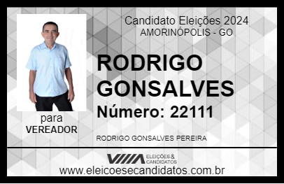 Candidato RODRIGO GONÇALVES 2024 - AMORINÓPOLIS - Eleições