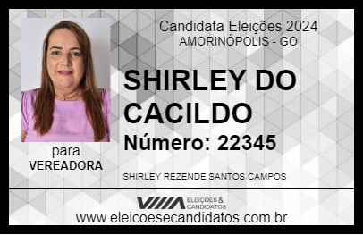 Candidato SHIRLEY DO CACILDO 2024 - AMORINÓPOLIS - Eleições