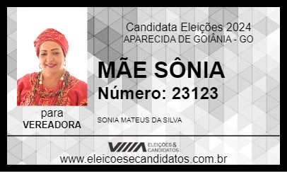 Candidato MÃE SÔNIA 2024 - APARECIDA DE GOIÂNIA - Eleições