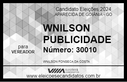 Candidato WNILSON PUBLICIDADE 2024 - APARECIDA DE GOIÂNIA - Eleições