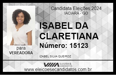 Candidato ISABEL DA CLARETIANA 2024 - IACIARA - Eleições