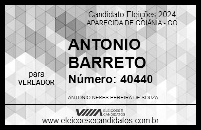 Candidato ANTONIO BARRETO 2024 - APARECIDA DE GOIÂNIA - Eleições