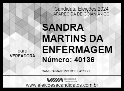 Candidato SANDRA MARTINS DA ENFERMAGEM 2024 - APARECIDA DE GOIÂNIA - Eleições