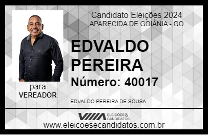 Candidato EDVALDO PEREIRA 2024 - APARECIDA DE GOIÂNIA - Eleições