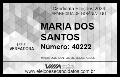 Candidato MARIA DOS SANTOS 2024 - APARECIDA DE GOIÂNIA - Eleições