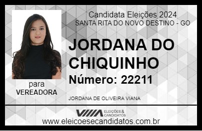 Candidato JORDANA DO CHIQUINHO 2024 - SANTA RITA DO NOVO DESTINO - Eleições