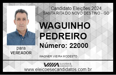 Candidato WAGUINHO PEDREIRO 2024 - SANTA RITA DO NOVO DESTINO - Eleições