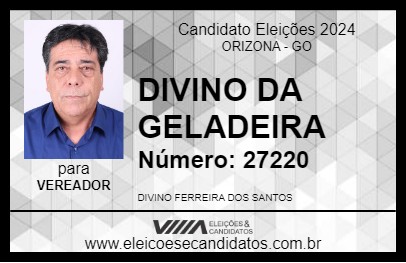 Candidato DIVINO DA GELADEIRA 2024 - ORIZONA - Eleições