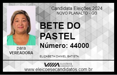 Candidato BETE DO PASTEL 2024 - NOVO PLANALTO - Eleições