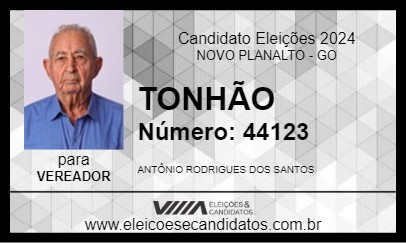 Candidato TONHÃO 2024 - NOVO PLANALTO - Eleições