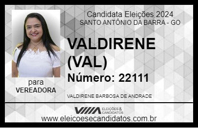 Candidato VALDIRENE (VAL) 2024 - SANTO ANTÔNIO DA BARRA - Eleições