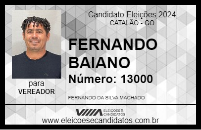 Candidato FERNANDO BAIANO 2024 - CATALÃO - Eleições