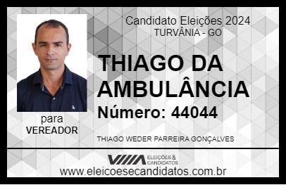 Candidato THIAGO DA AMBULÂNCIA 2024 - TURVÂNIA - Eleições