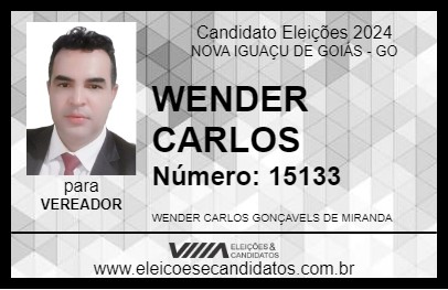 Candidato WENDER CARLOS 2024 - NOVA IGUAÇU DE GOIÁS - Eleições