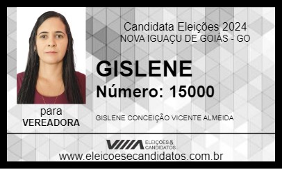 Candidato GISLENE 2024 - NOVA IGUAÇU DE GOIÁS - Eleições