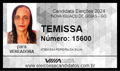 Candidato TEMISSA 2024 - NOVA IGUAÇU DE GOIÁS - Eleições