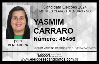 Candidato YASMIM CARRARO 2024 - MONTES CLAROS DE GOIÁS - Eleições