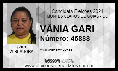 Candidato VÂNIA GARI 2024 - MONTES CLAROS DE GOIÁS - Eleições