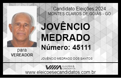 Candidato JOVÊNCIO MEDRADO 2024 - MONTES CLAROS DE GOIÁS - Eleições