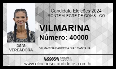 Candidato VILMARINA 2024 - MONTE ALEGRE DE GOIÁS - Eleições