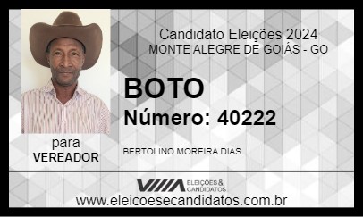 Candidato BOTO 2024 - MONTE ALEGRE DE GOIÁS - Eleições